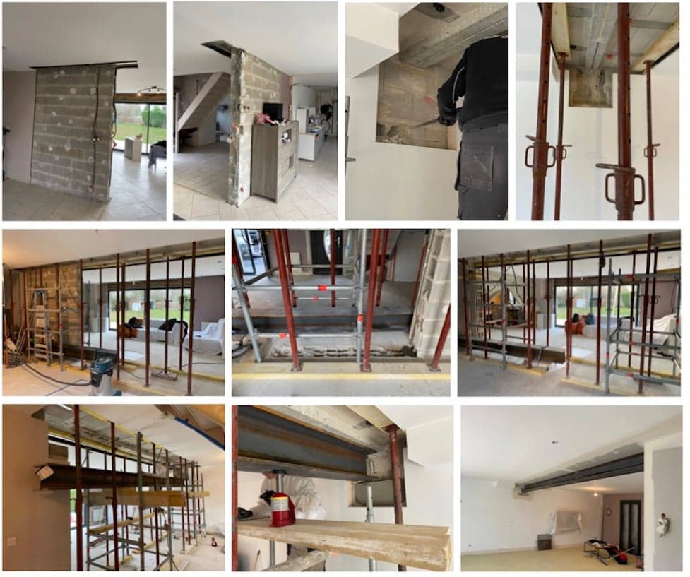 Ouverture en façade et démolition de murs porteurs — chantier en cours