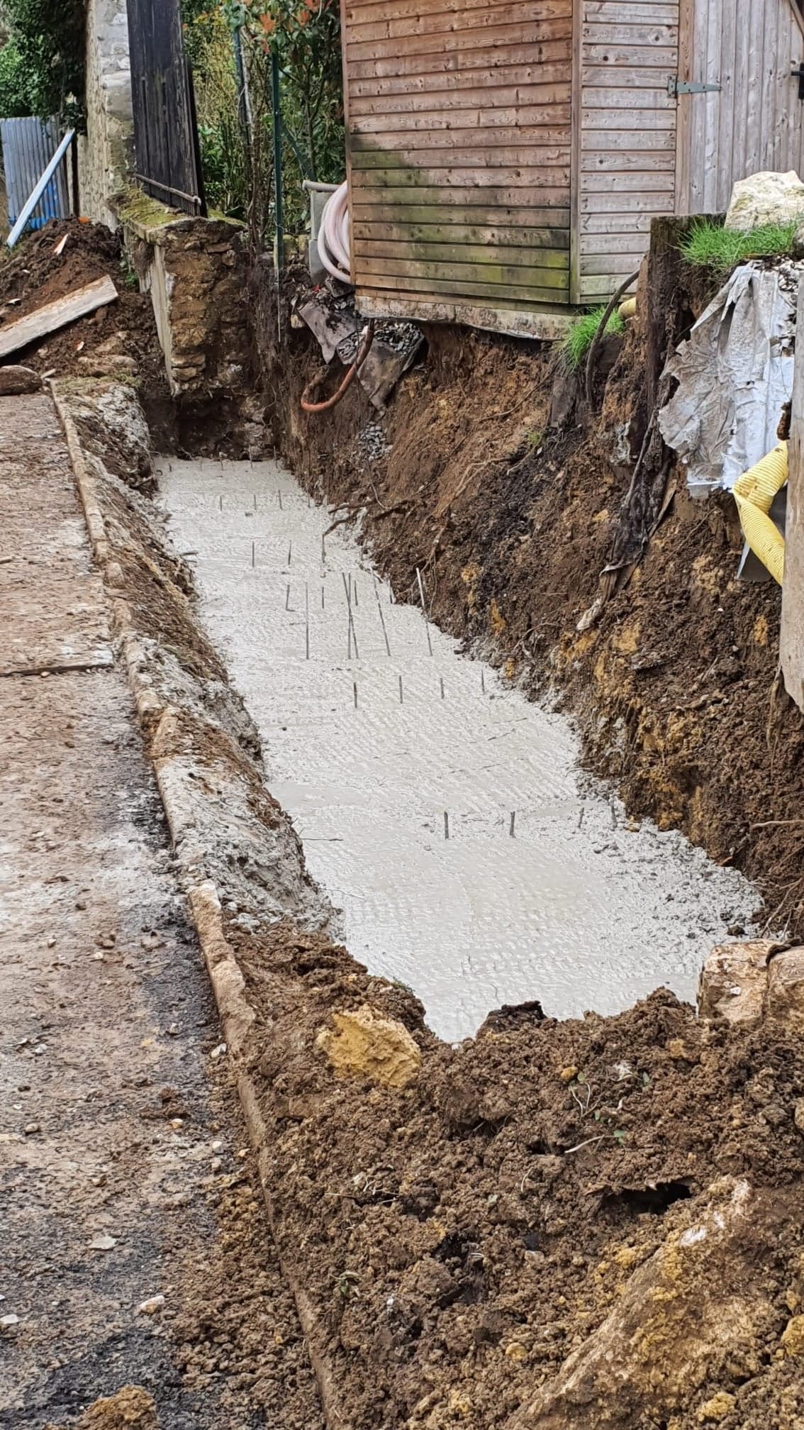 Mur en limousinerie — chantier en cours