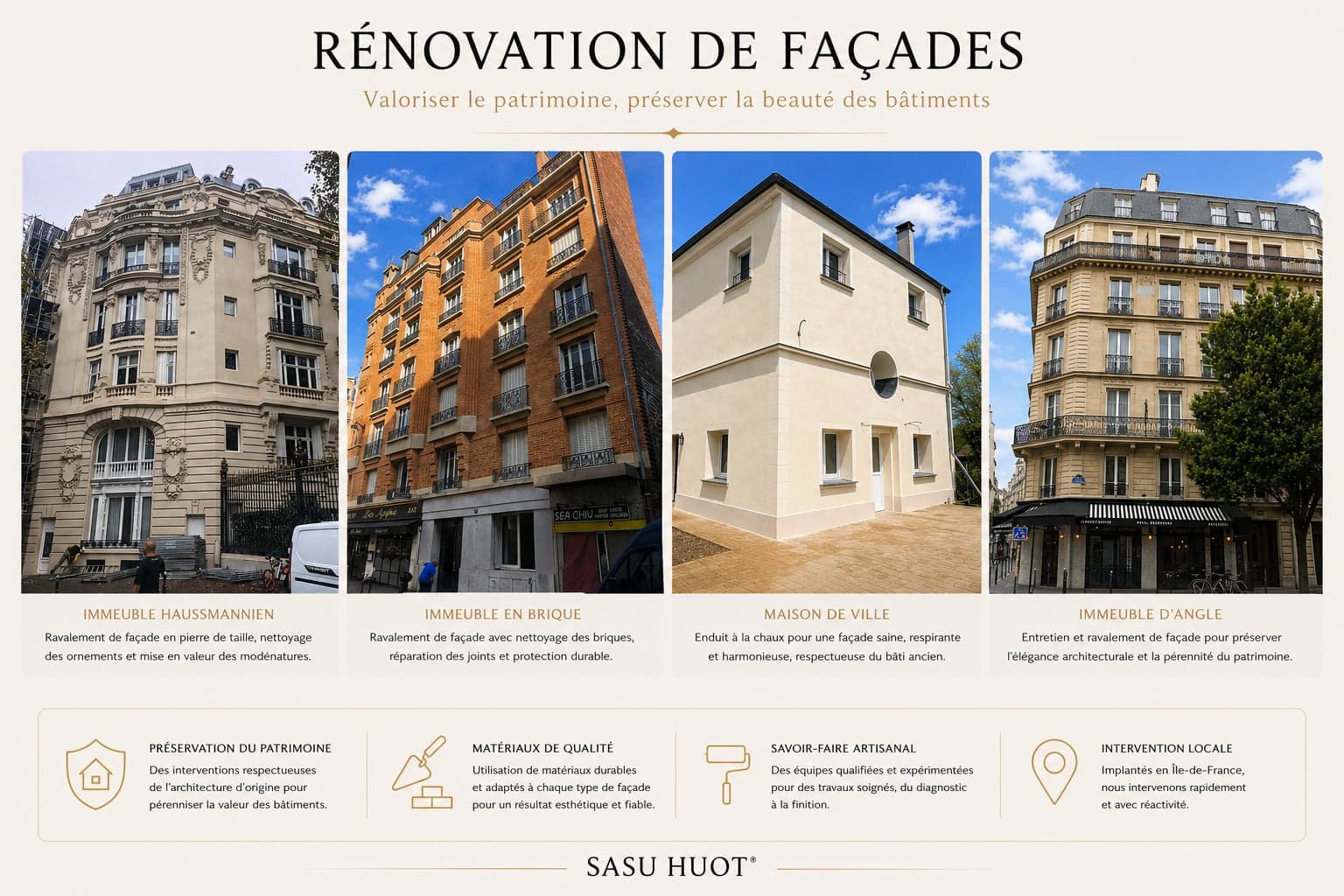 Ravalements de Façades en brique, chaux, enduit et pierre de taille