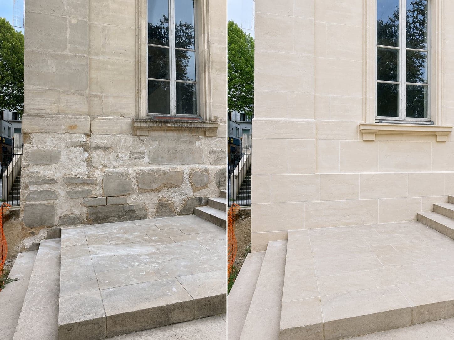 Réfection des soubassements et ouverture en façade au Pavillon Carré de Baudouin